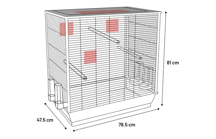 PARAKEETTIHÄKKI GRU BLACK – 78,5 × 47,5 × 81 cm
